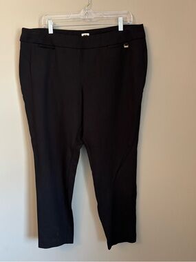 Anne Klein Black Pants XL Pull On Stretch Slim Straight Work Career
